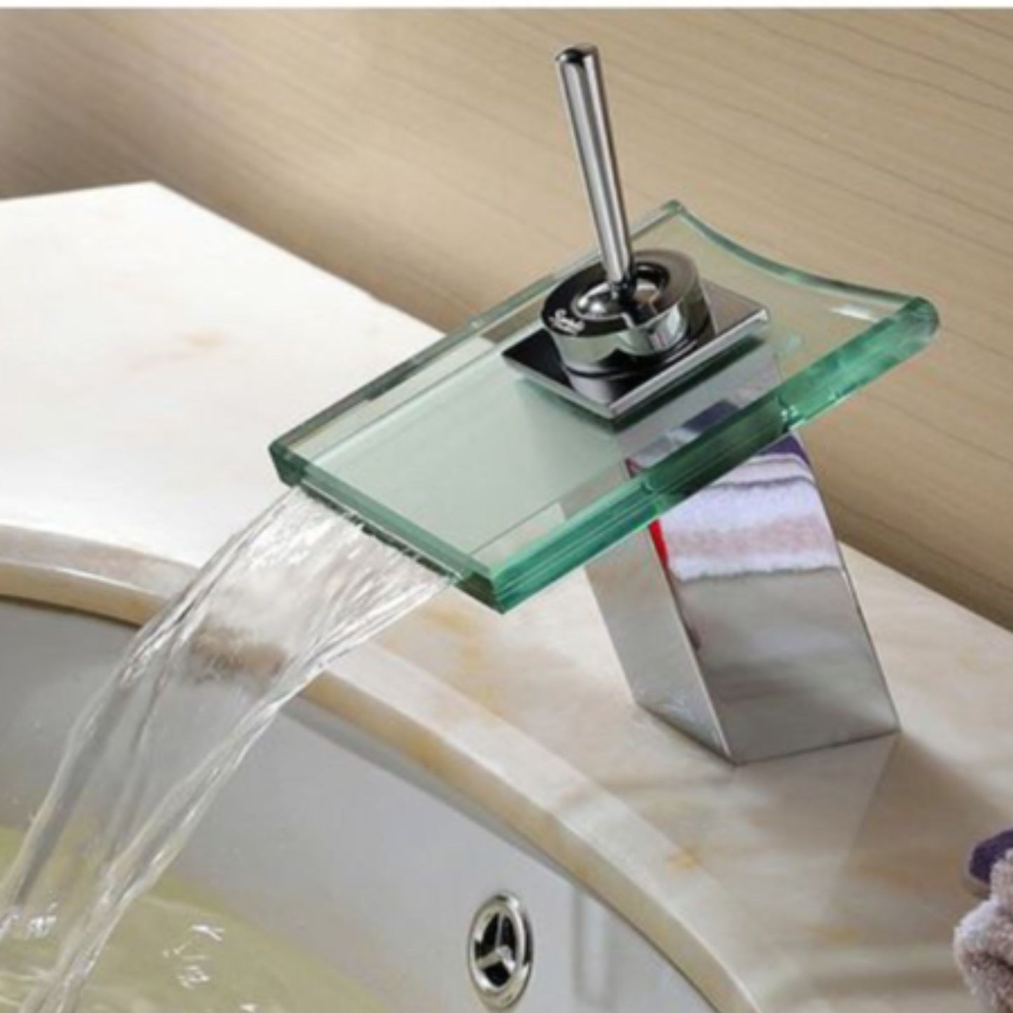 Exel Chrome Glass Basin Faucet / Mixer - Square
