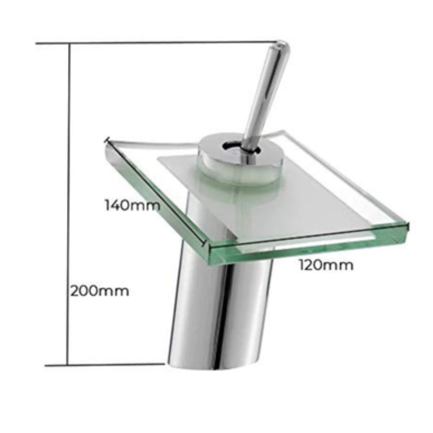 Exel Chrome Glass Basin Faucet / Mixer - Square