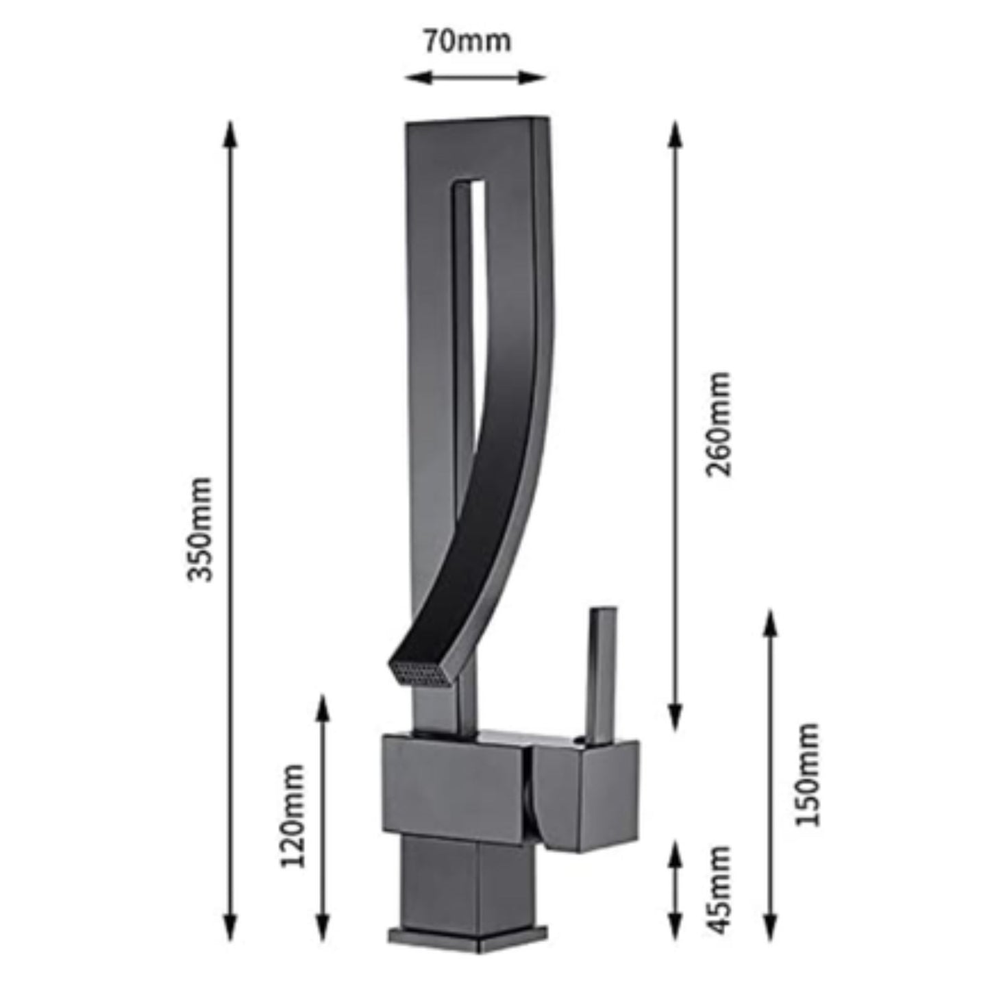 Exel Tall Waterfall Basin Mixer - Matt Black