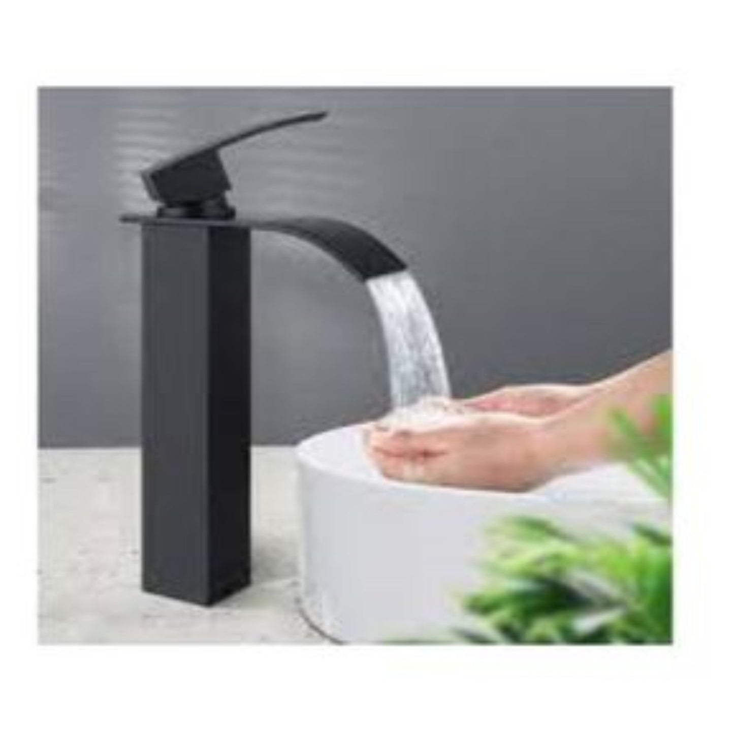 Exel Single Lever High Black Square Basin Mixer - Curve