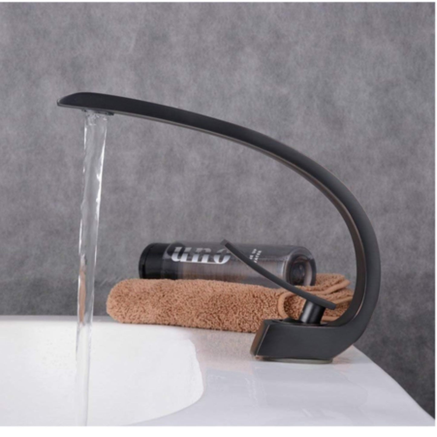 Exel Matte Black Curve Basin Mixer