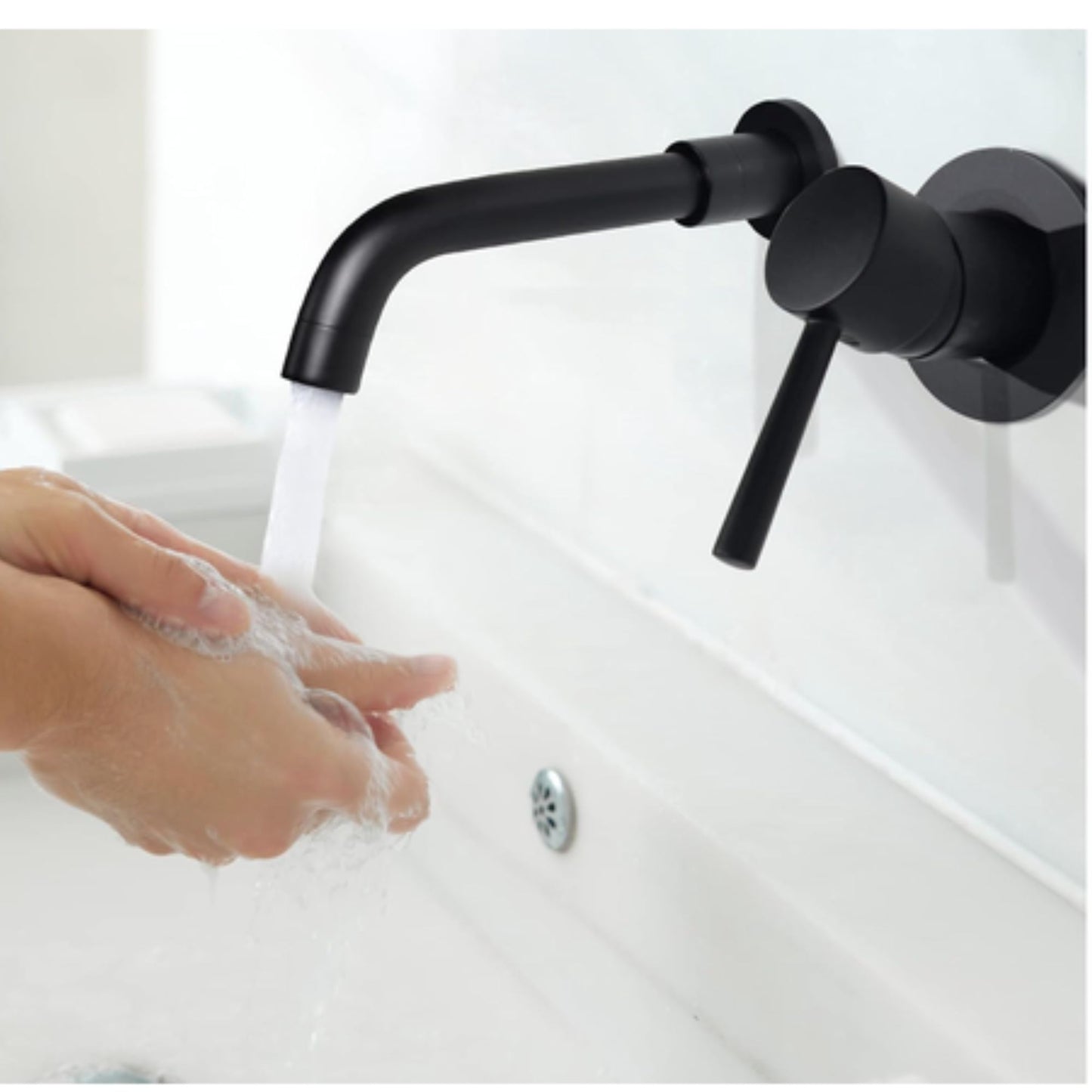 Exel Concealed Black Round Wall Mixer - Brass