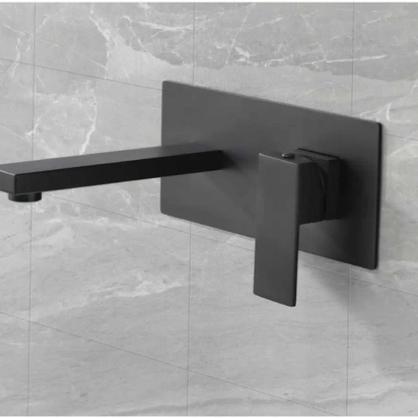 Black Concealed Brass Basin Wall Mixer - Square