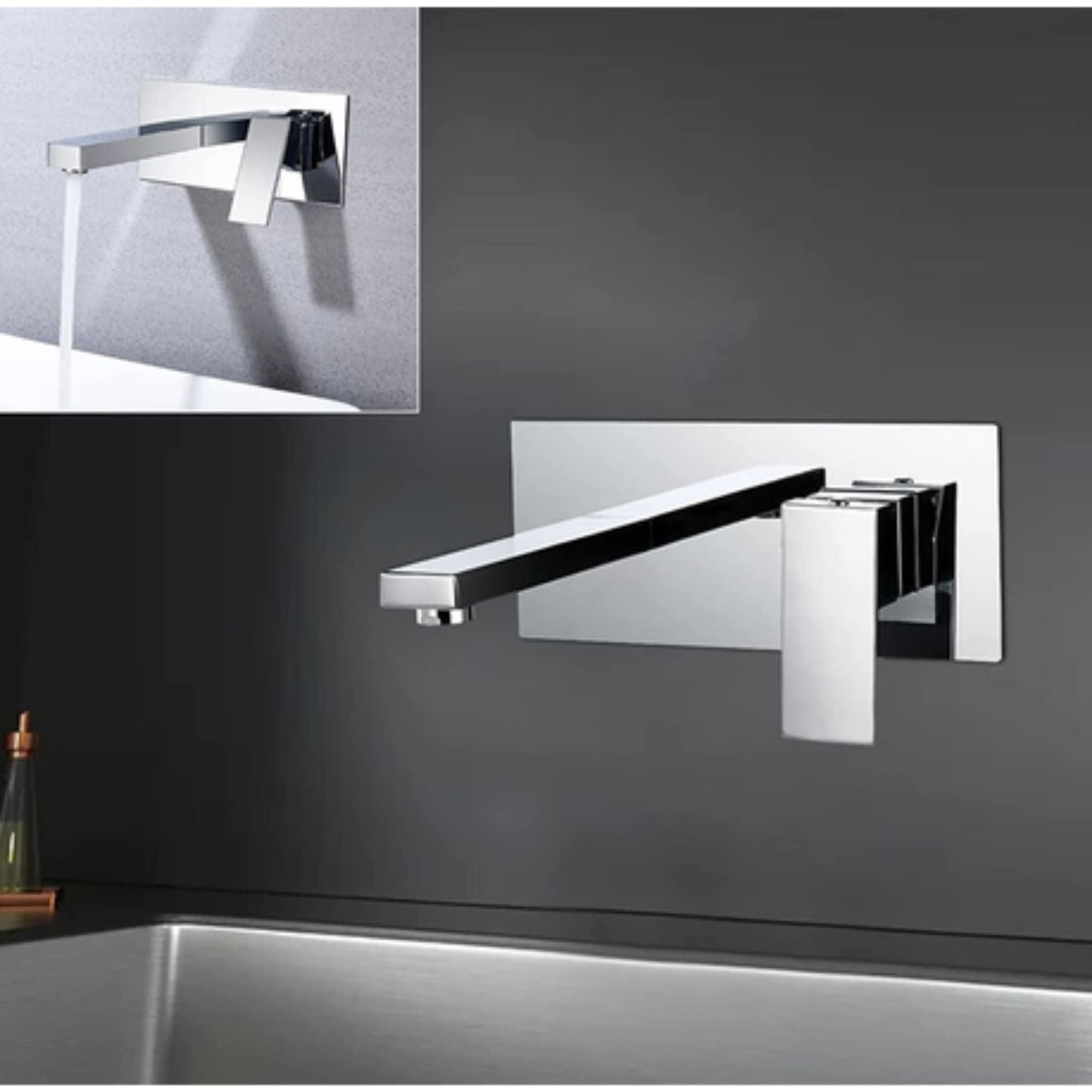 Concealed Brass Basin Wall Mixer - Square