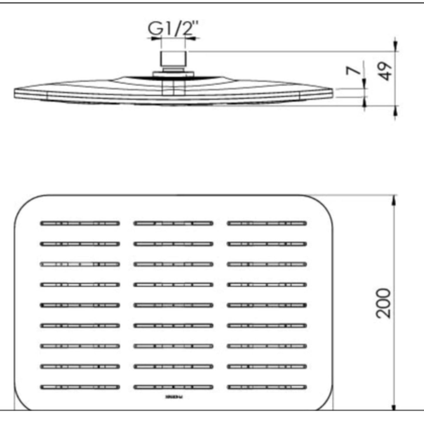 Exel Rain Rectangular Shower Head 20cm - Chrome