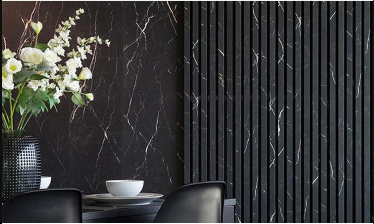Exel Marble Black PVC Fluted Wall Panel (240x18cm) - 5 Panels