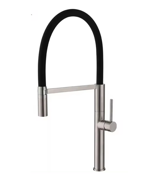 Exel Flexi Pull Out Deck Mount Kitchen Mixer - Brass