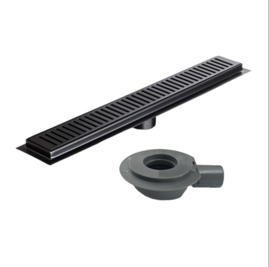 Exel 60cm Matt Black Shower Channel Drain - Stainless Steel(SUS304)