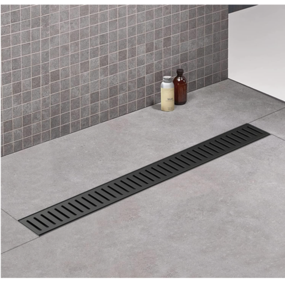 Exel 60cm Matt Black Shower Channel Drain - Stainless Steel(SUS304)