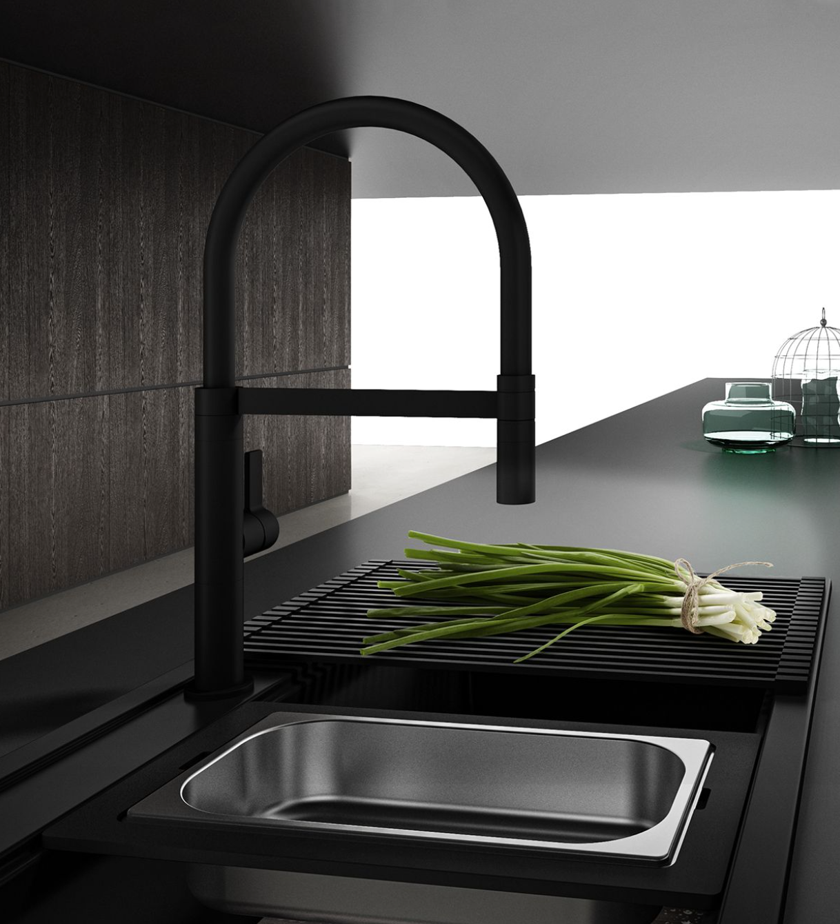 Exel Flexi Spout Kitchen Mixer - Black