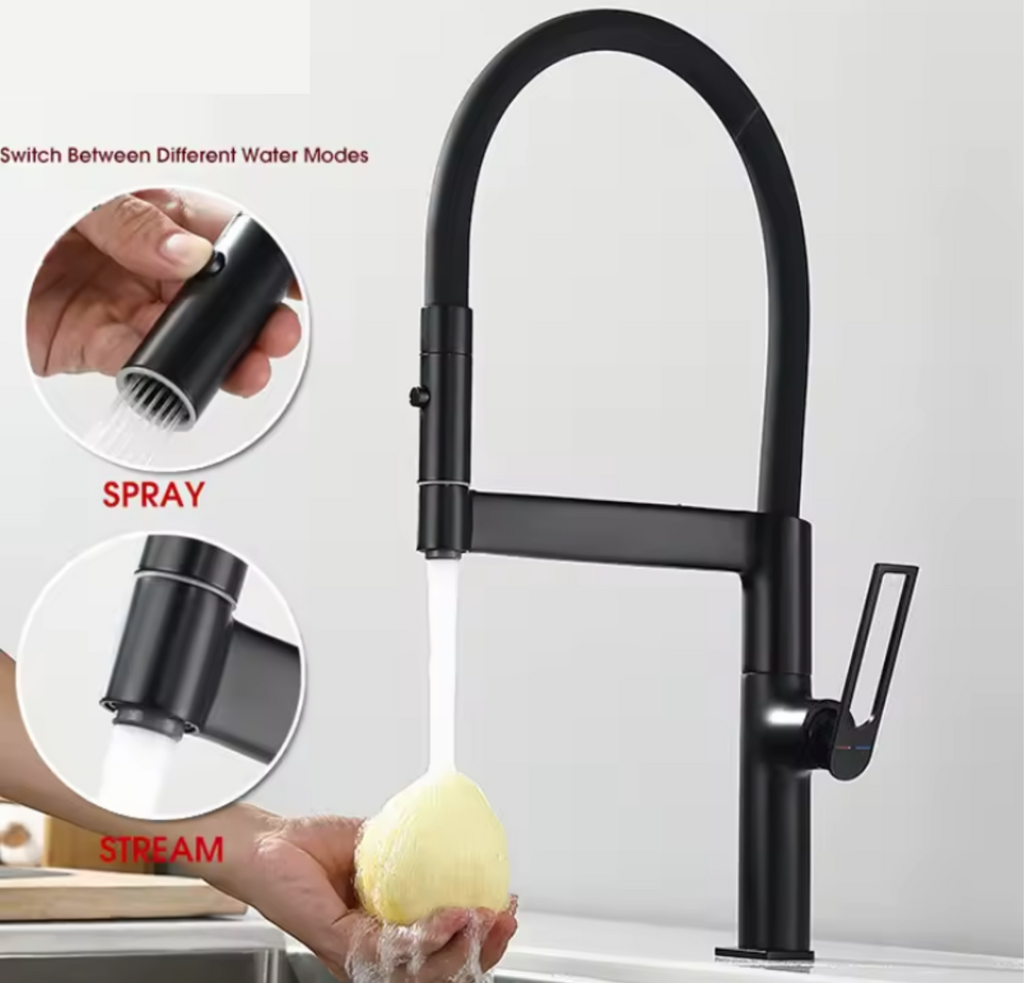 Exel Flexi Spout Kitchen Mixer - Black