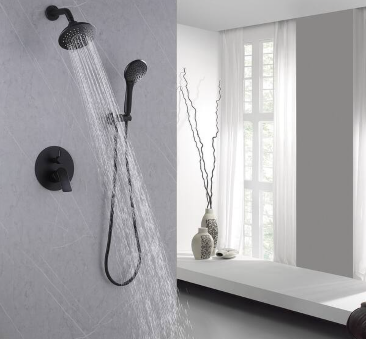 Exel 20cm Black Round Shower Arm