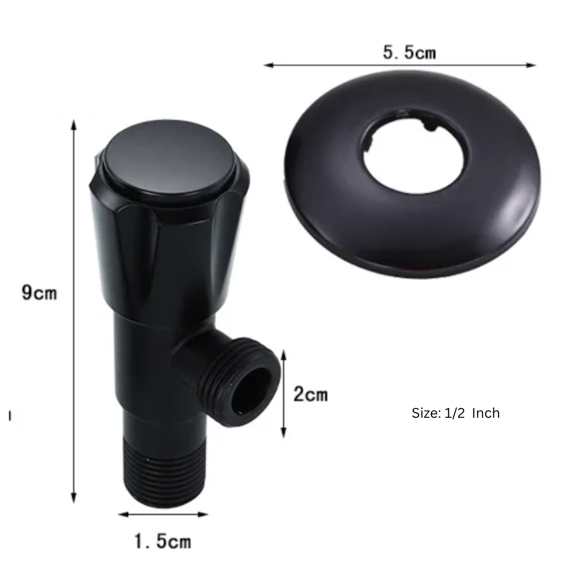 Exel Black Angle Valve Round - 1/2 Inch