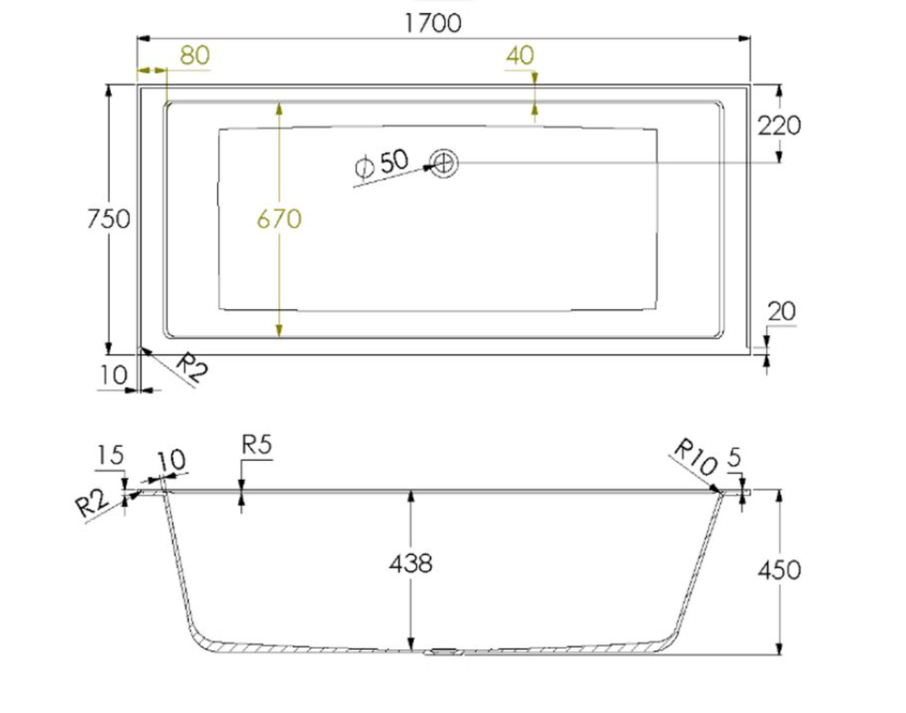 Apollo White Bathtub