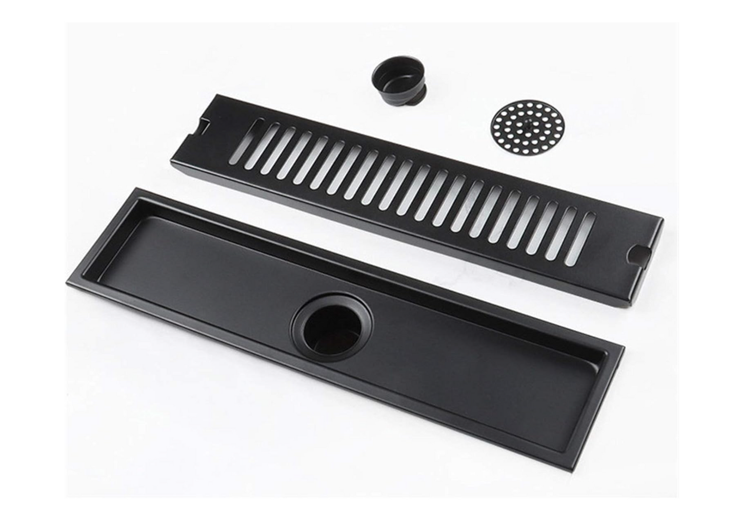 Exel 30cm Matt Black Shower Channel Drain -  Stainless Steel (SUS304)