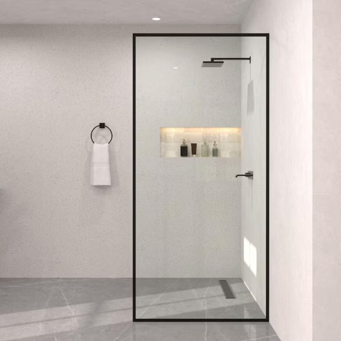 Matt Black Glass Shower Screen