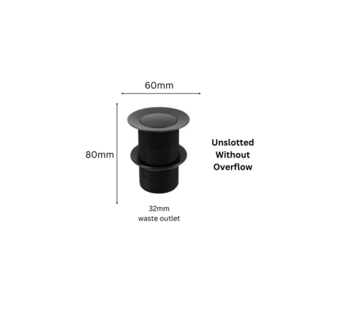 Exel Unslotted Matt Black Pop-up Drain