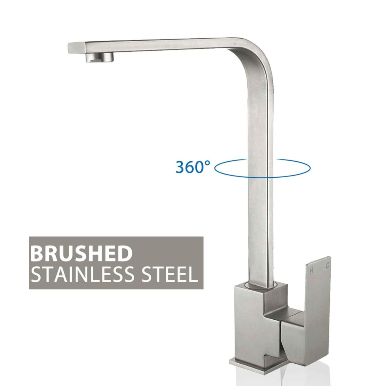 L-Shaped Brushed Steel Kitchen Mixer