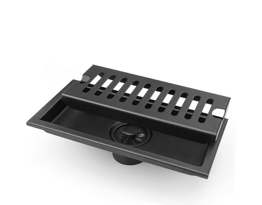 Exel 20cm Matt Black Shower Channel Drain - Stainless Steel (SUS304)