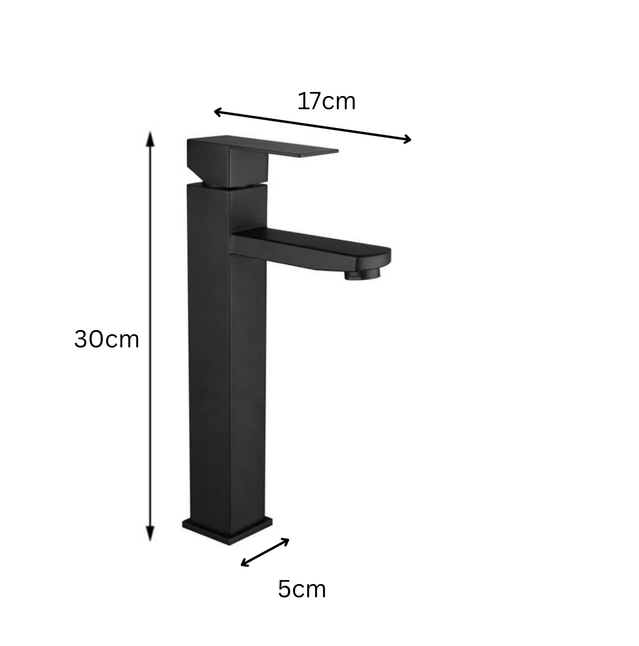 Exel Tall Black Basin Mixer - Square