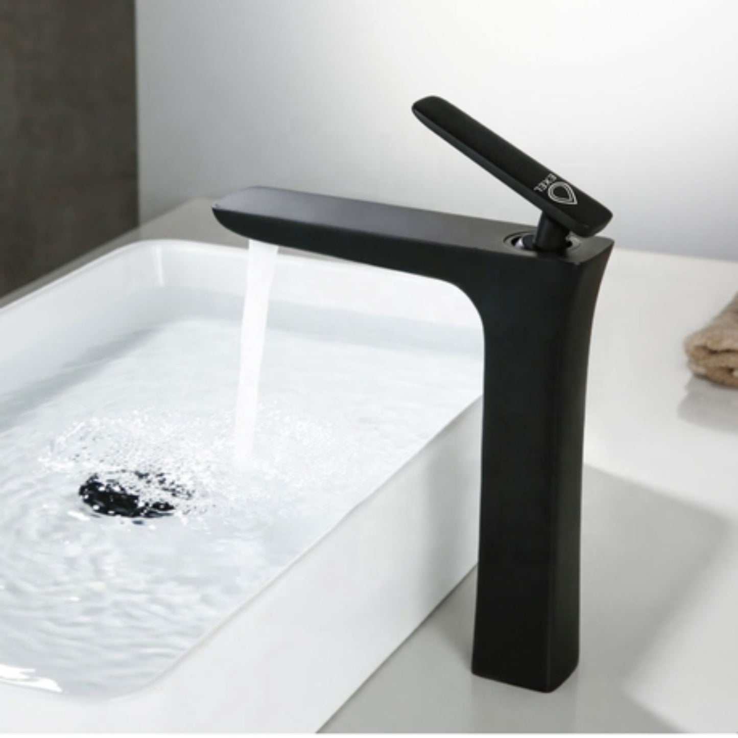 Exel High Tower Black Basin Mixer Brass