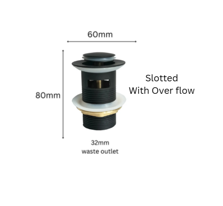 Exel Matt Black Pop Up Drain Waste - Slotted