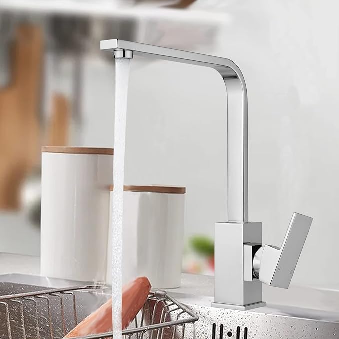 L-Shaped Chrome Kitchen Mixer