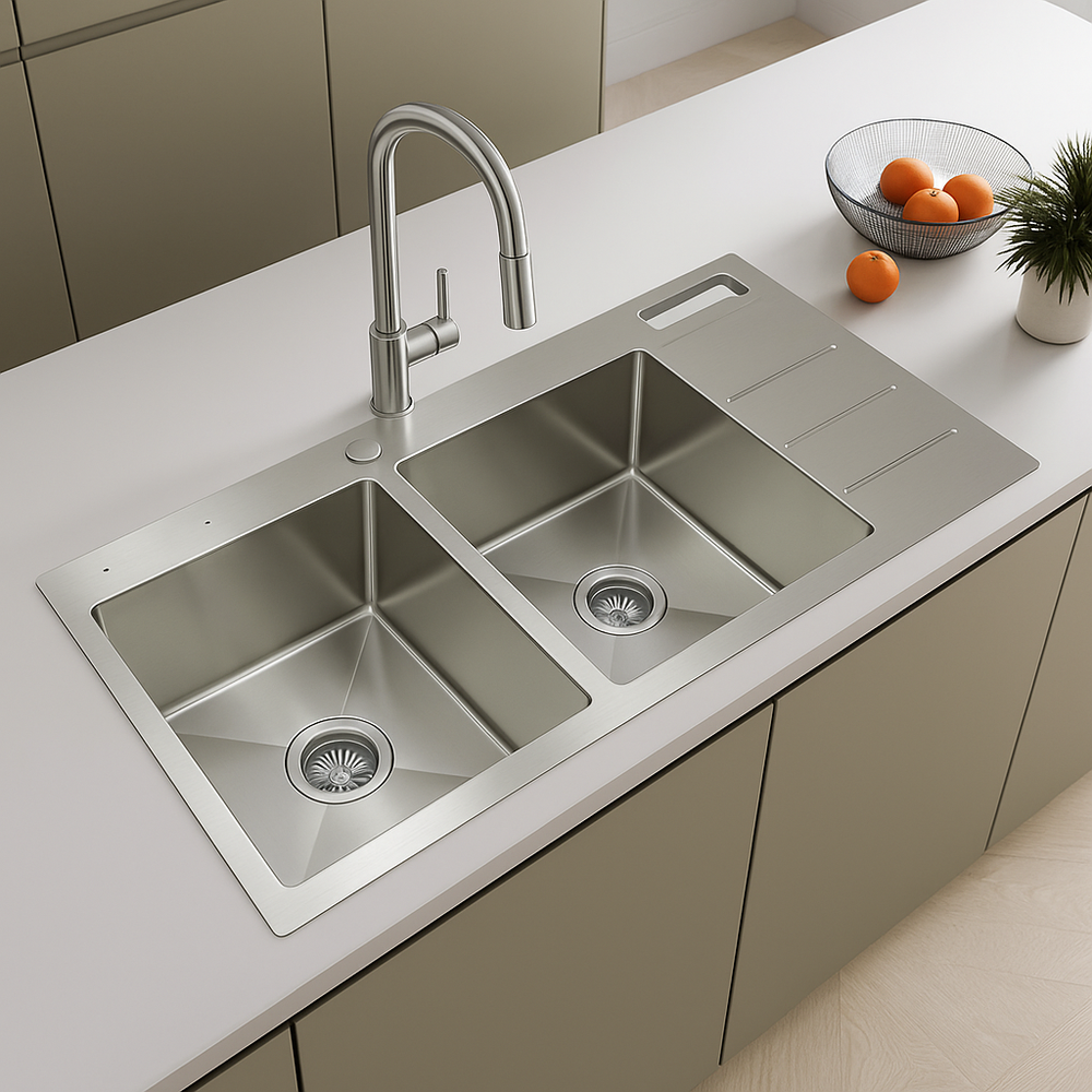 Square Double Bowl Kitchen Sink
