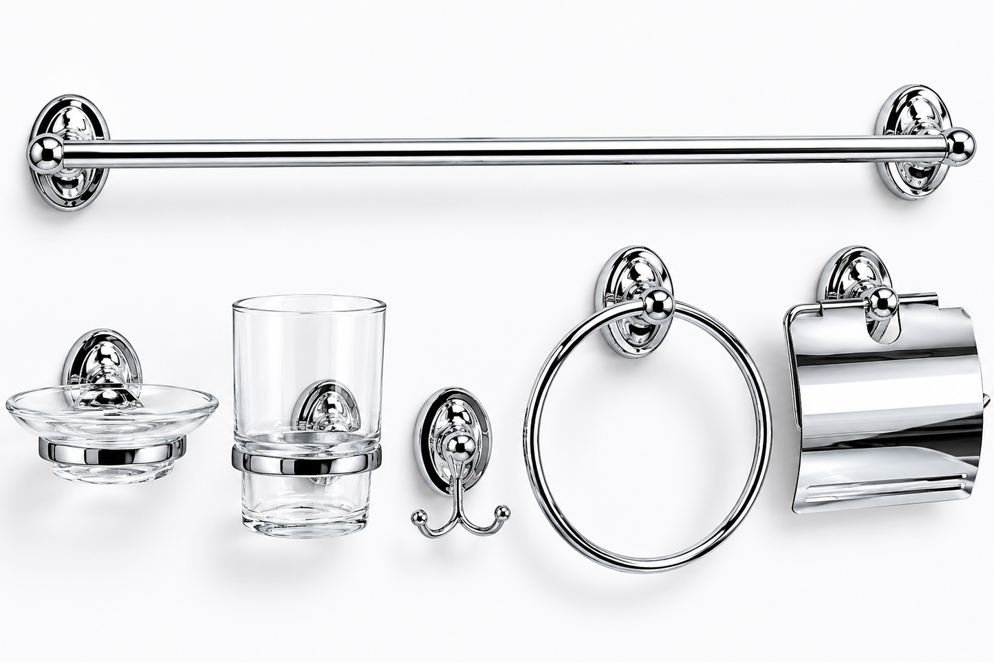 Exel Chrome Bathroom Accessory Set-6pcs