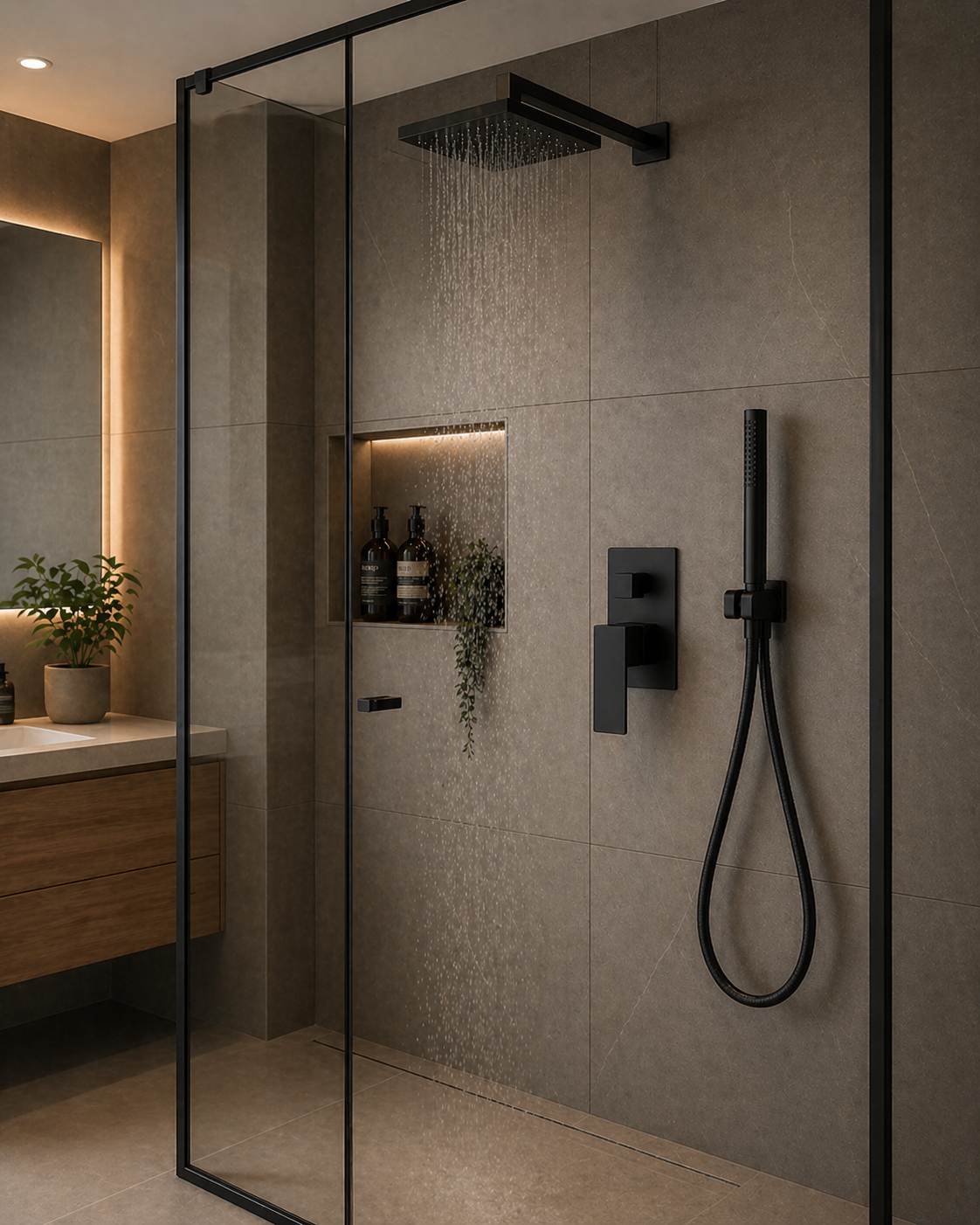 Exel Matte Black Wall Mounted Shower Mixer with Diverter