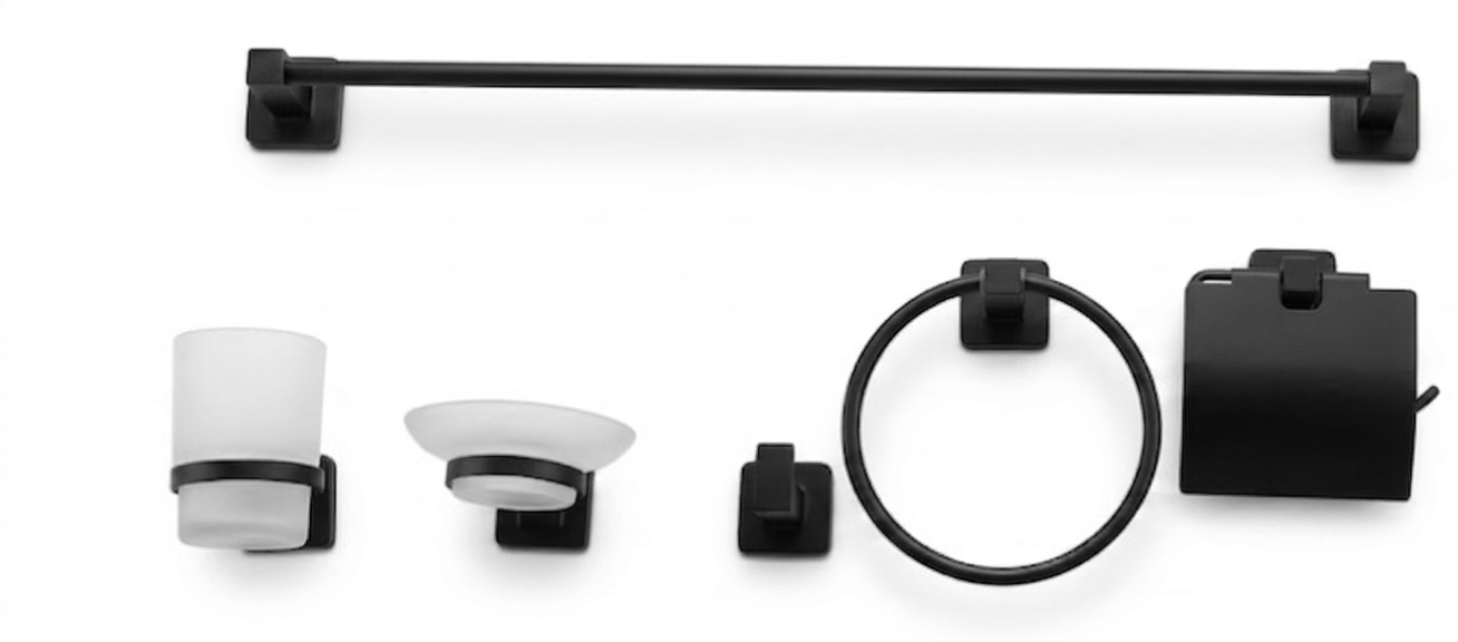 Exel Matte Black Bathroom Accessory Set-6pcs