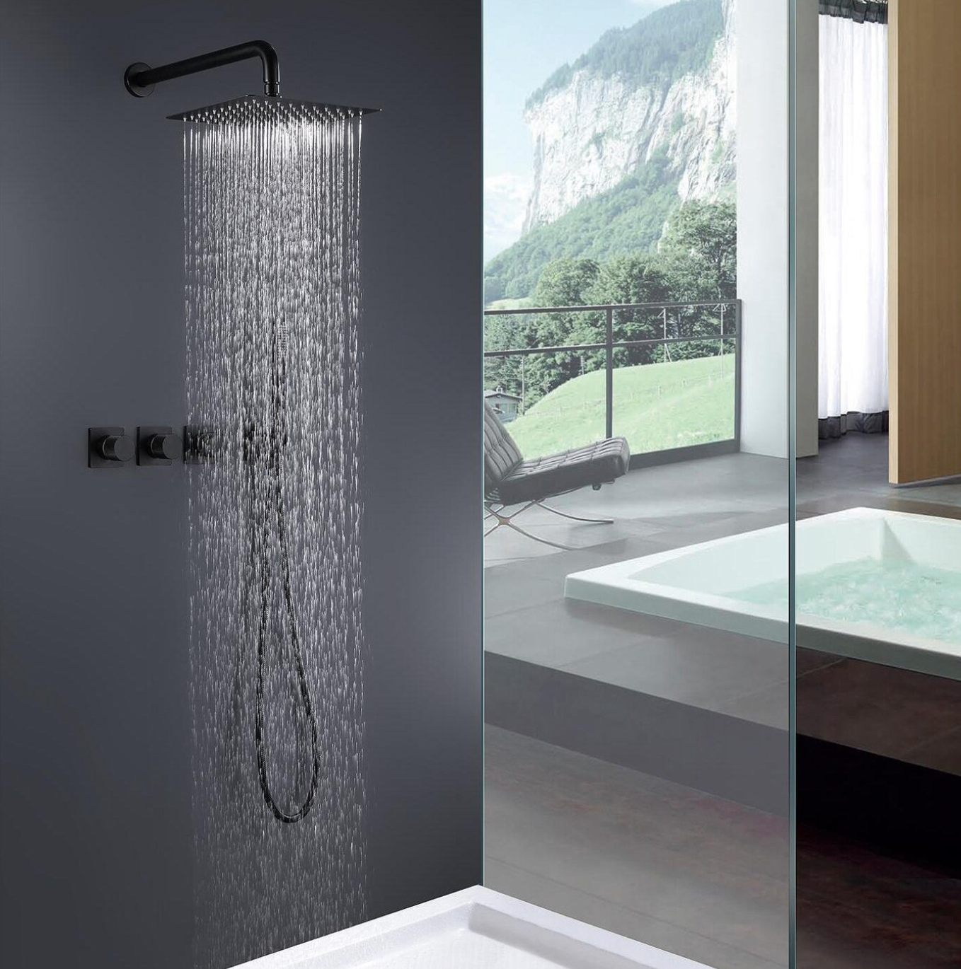 Exel 35cm Black Round Shower Arm