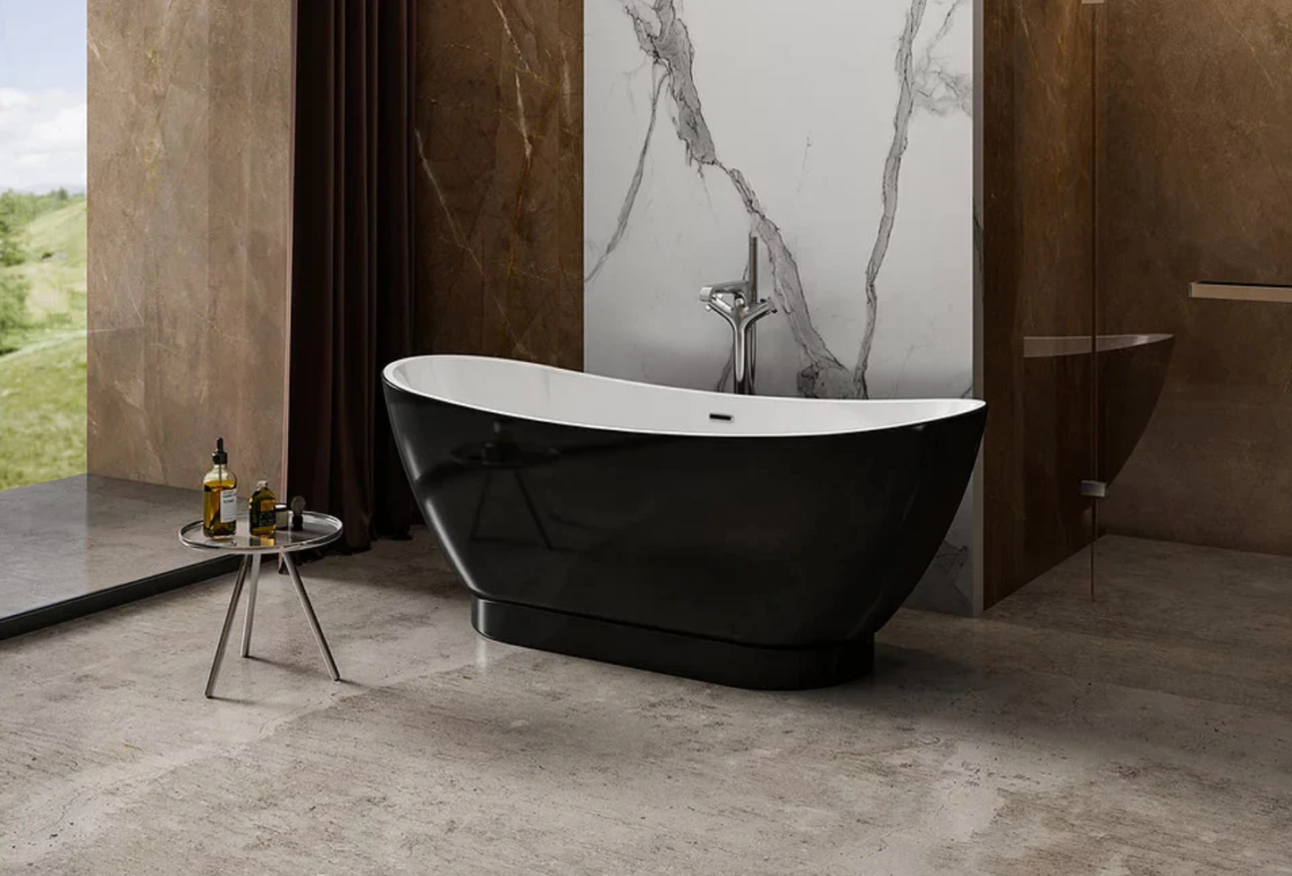 Venus Freestanding Black Bathtub