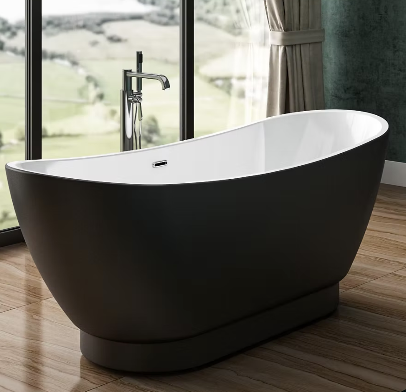 Venus Freestanding Black Bathtub