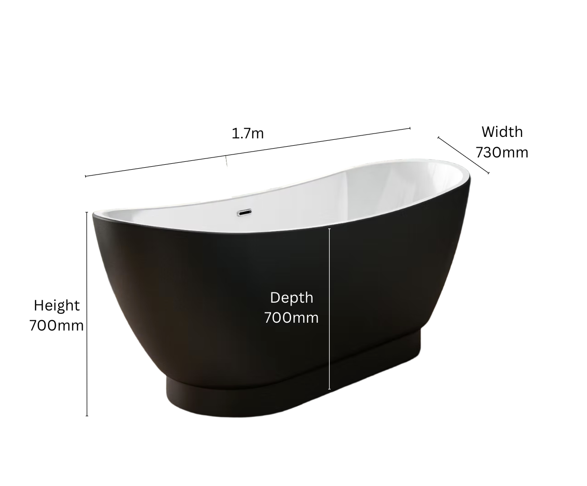 Venus Freestanding Black Bathtub