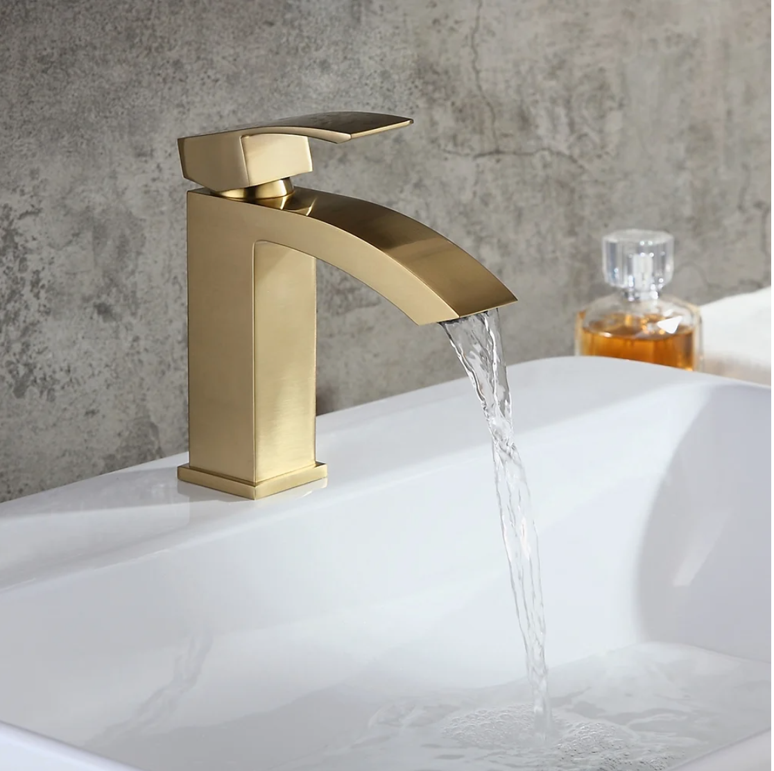 Exel Curved Basin Mixer - Gold