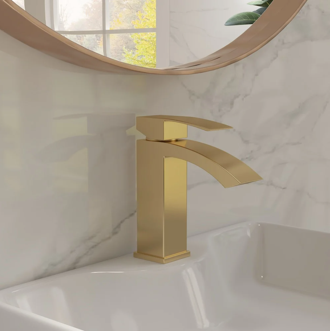 Exel Curved Basin Mixer - Gold