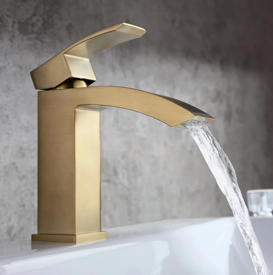 Exel Curved Basin Mixer - Gold