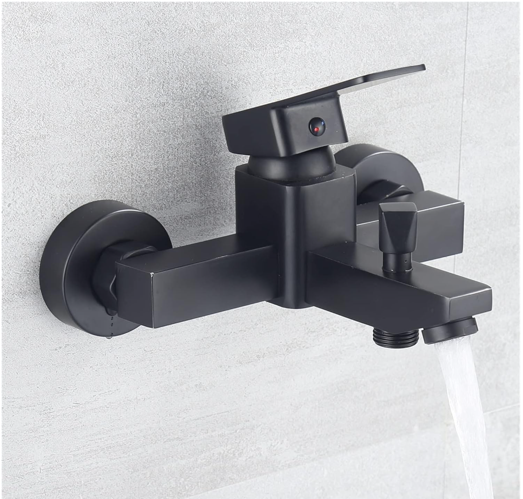 Exel Matt Black Bath Mixer - Brass