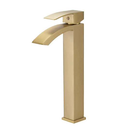 Exel Tall Curved Basin Mixer - Brushed Gold