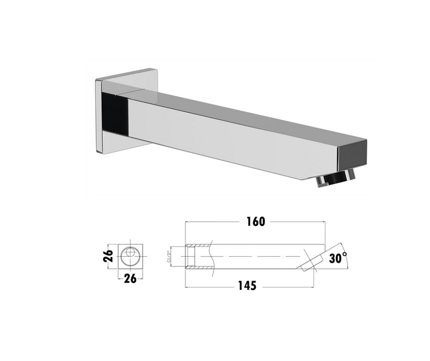 Exel Bath/Basin Wall Spout - Chrome
