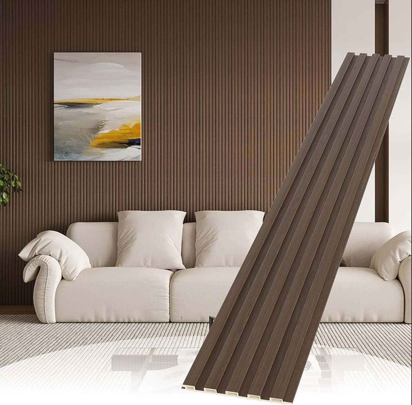 Exel Large PVC Fluted Wall Panel (240x18cm) - Walnut