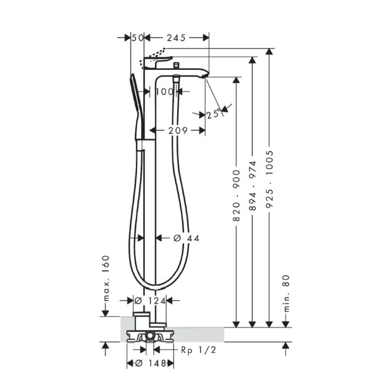Exel Free Standing Bath Mixer