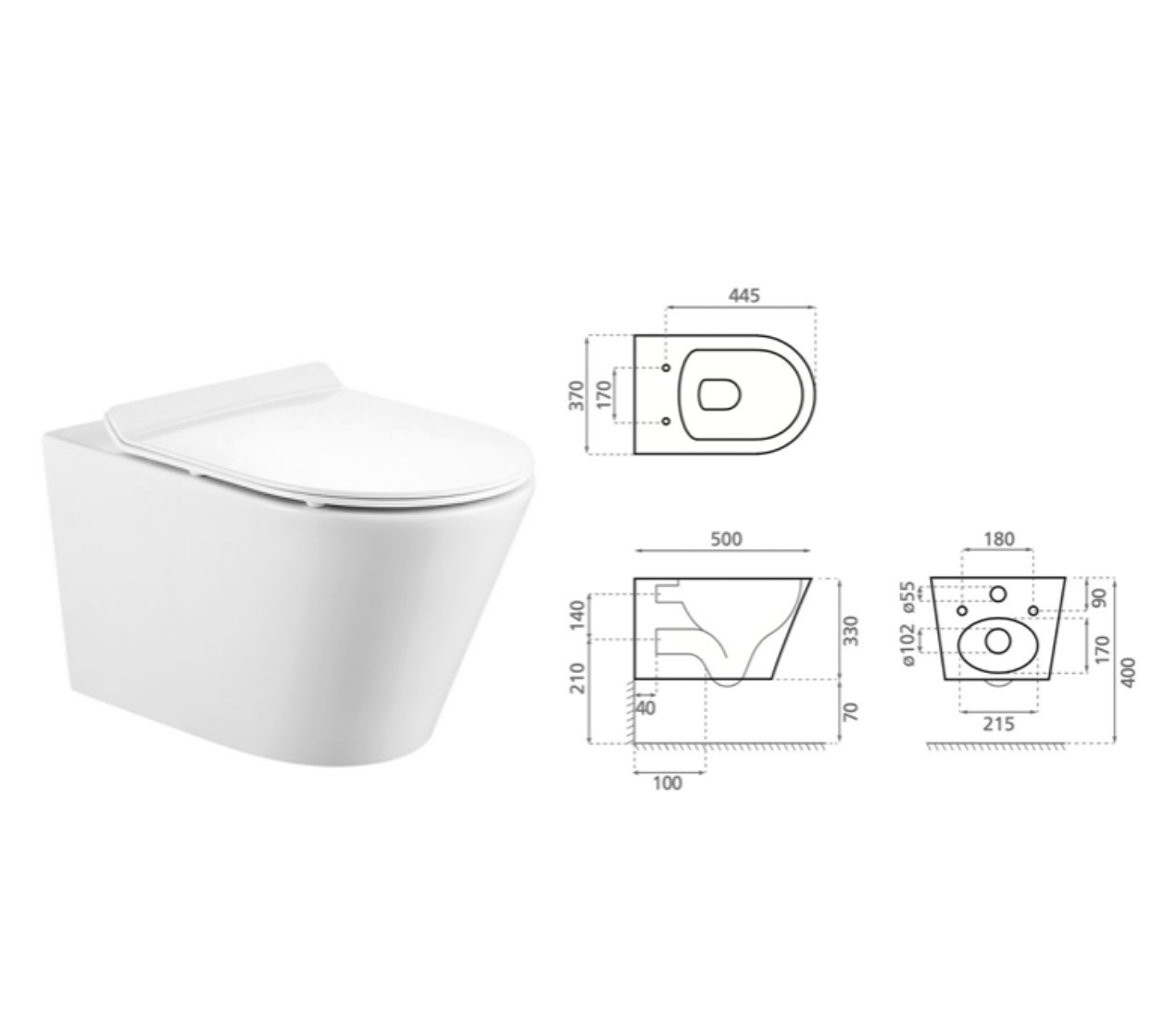 Exel Wall Hung Toilet - Alaska