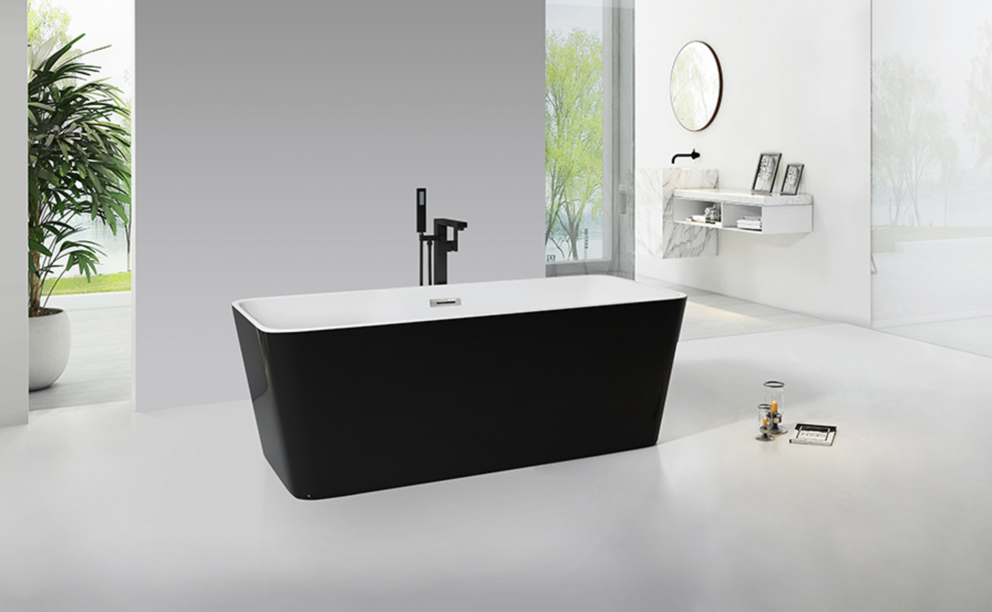 Titan Freestanding Black Bathtub