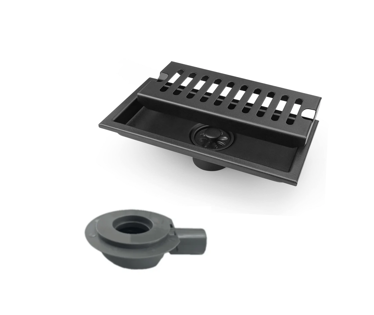Exel 20cm Matt Black Shower Channel Drain - Stainless Steel (SUS304)