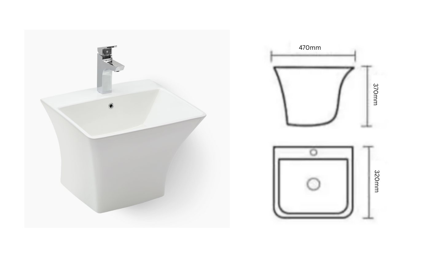 Capri Wall Hung Basin - Small