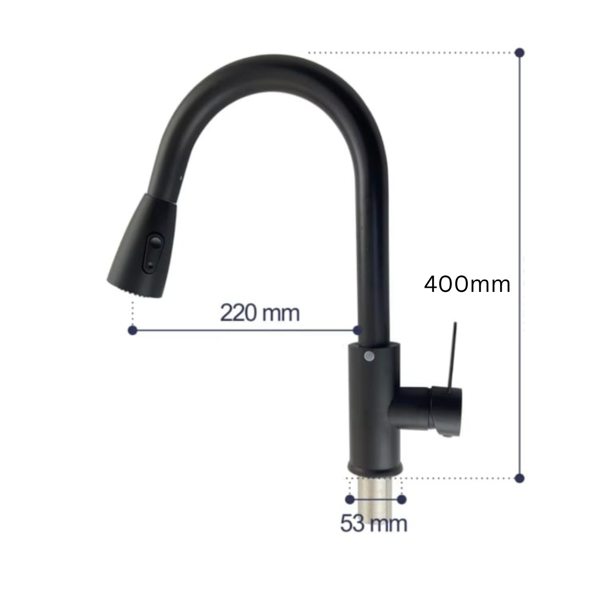 Exel Black Pull Out Deck Mount Kitchen Mixer - Brass