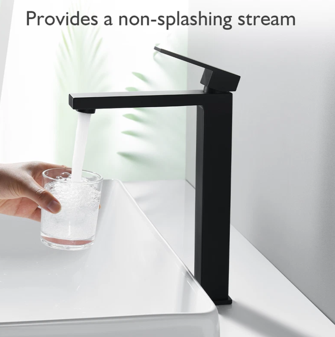 Exel Tall Black Basin Mixer - Square
