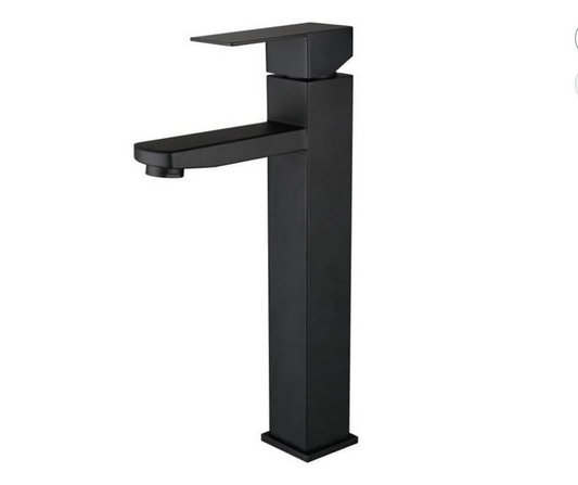 Exel Tall Black Basin Mixer - Square